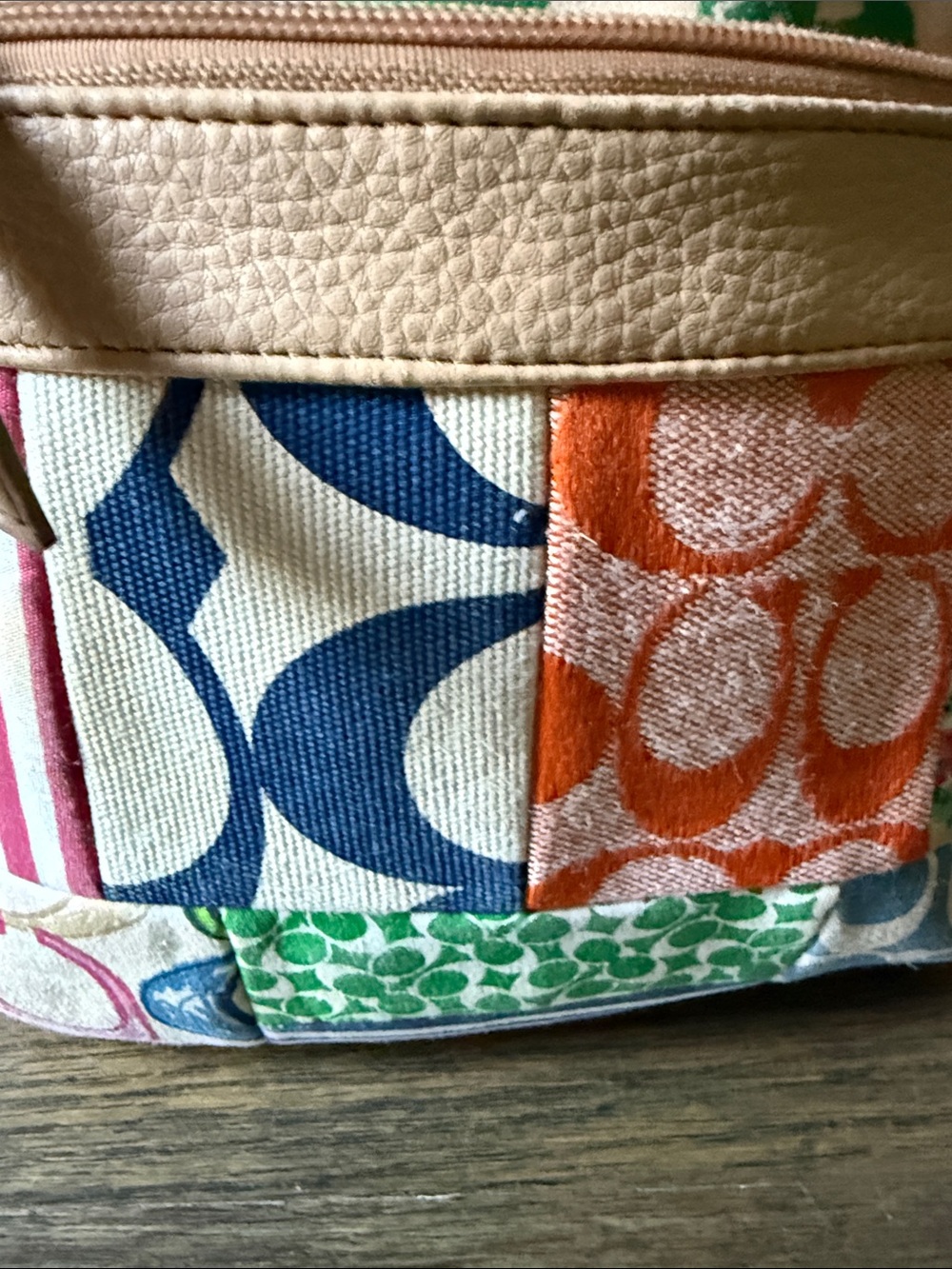Coach poppy Multicolor Patchwork Crossbody with Tan Leather Trim - Picture 3 of 17